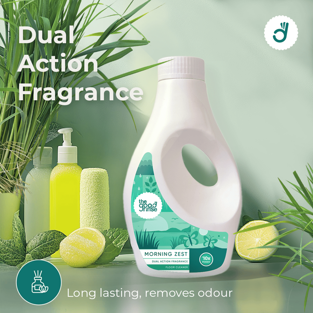 TheGoodRinse Morning Zest Disinfectant Surface & Floor Cleaner 1L | Lemongrass Fragrance with Dual Action Freshness | 10X Power Cleaning Formula for Tough Stains, Germs and Odors for Home & Office view 2