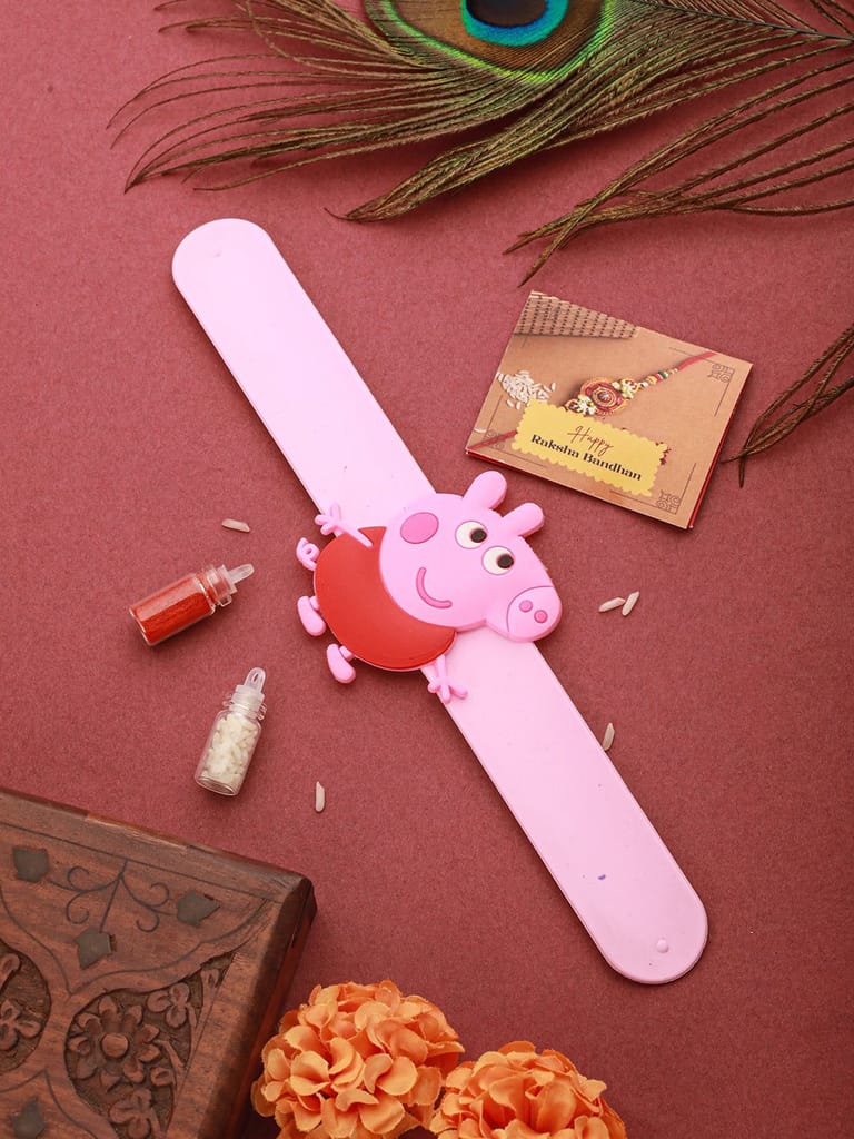 Peppa Pig Wrist Slap Band Kids Toy Rakhi With Roli Chawal view 2