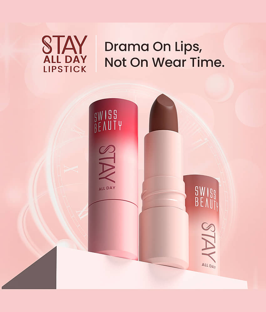 Swiss Beauty Stay All Day Lipstick , 12H Stay , Transfer-Proof , Matte Finish , 4g , Fancy view 2