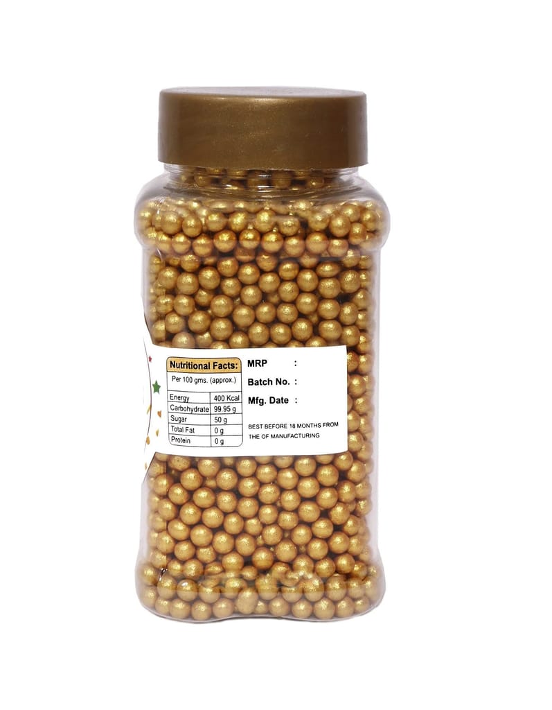 foodfrillz Golden Balls Sprinkles (125 g) & Rainbow Vermicelli Sprinkles (100 g) for Cake Decoration, Pack of 2 view 2