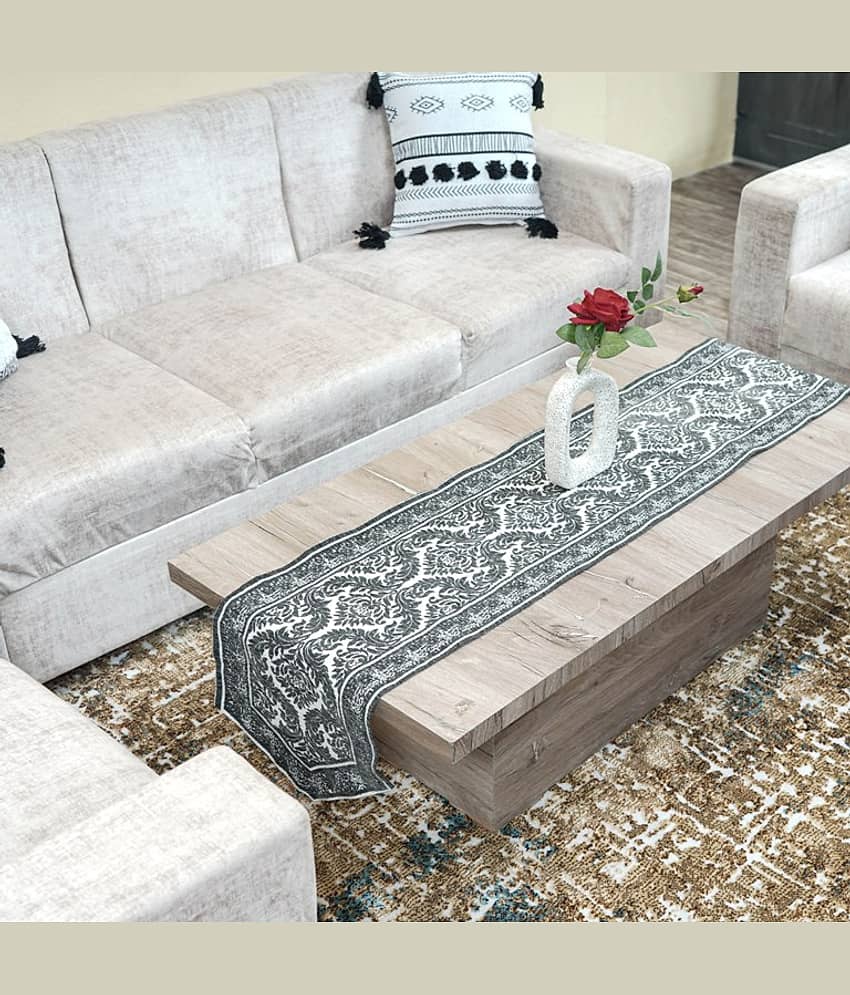FURNISHING HUT Jute 6 Seater Table Runner ( 180 cm x 34 cm ) Single - Gray view 2