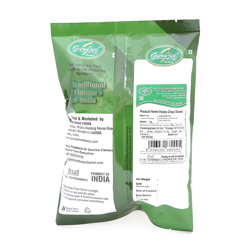 Gurujee Namkeen Potato Chips Masala, 70 gm view 2