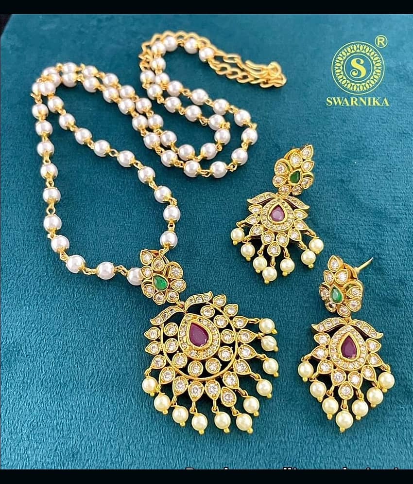 ROFARWORD Gold Brass Necklace Set ( Pack of 1 ) view 2