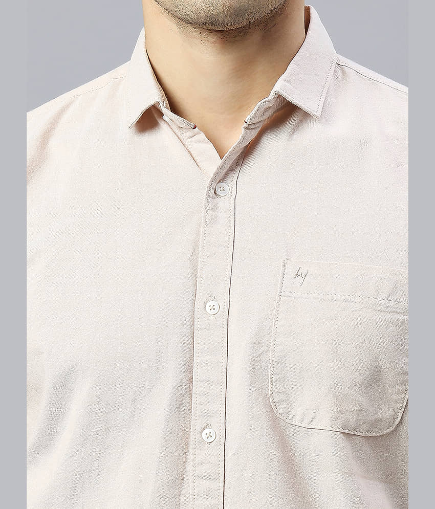 HJ HASASI 100% Cotton Slim Fit Solids Full Sleeves Men's Casual Shirt - Cream ( Pack of 1 ) view 2