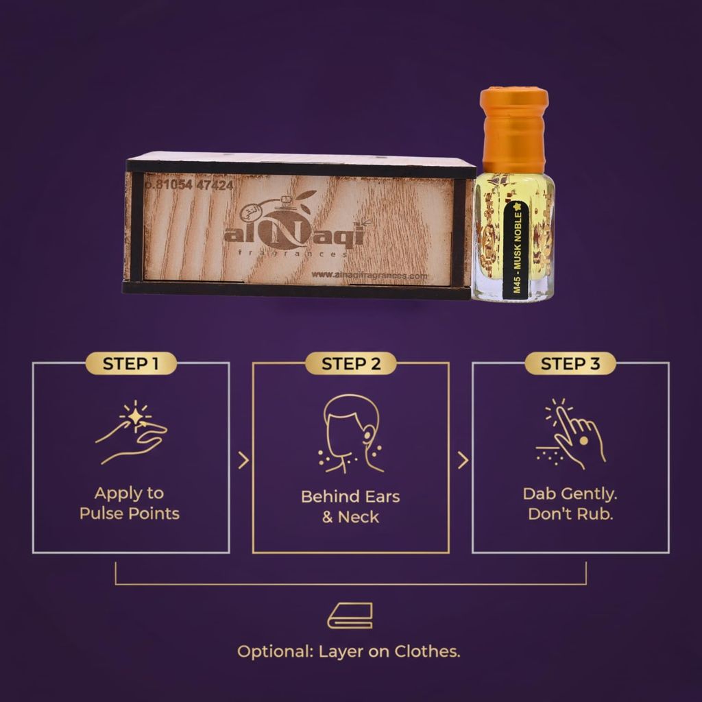 alnaqi fragrances Musk Noble Attar | Perfume Oil, Alcohol-Free Roll-On | Saffron & Turkish Rose, Geranium Heart, White Musk & Aged Agarwood | Long-Lasting Unisex Concentrated Fragrance view 2