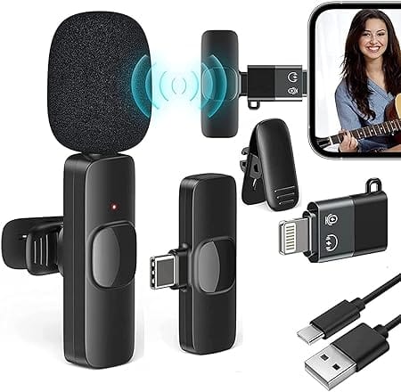 K8 Wireless Microphone for YouTube Vlogging Recording Online Classes Lavalier Microphone with Noise Cancellation Mic Supports Type-C view 2