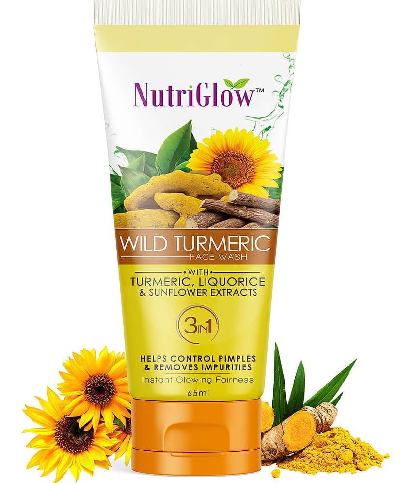 NutriGlow Wild Turmeric Face Wash Turmeric With Liquorice & Sunflower Extracts For Glowing Skin, Improve your Skin Texture, 65ml, Pack of 3 view 2