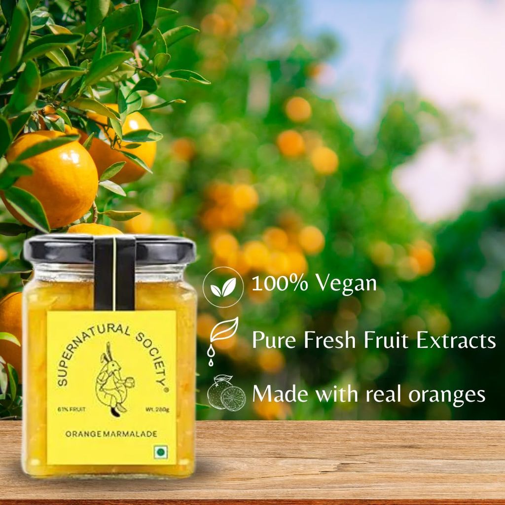 Supernatural Society - Orange Marmalade -280g | Real Fruit Extracts Jam In Glass Bottle Jar | All Natural, No Added preservatives | No Artifical Color Added view 2
