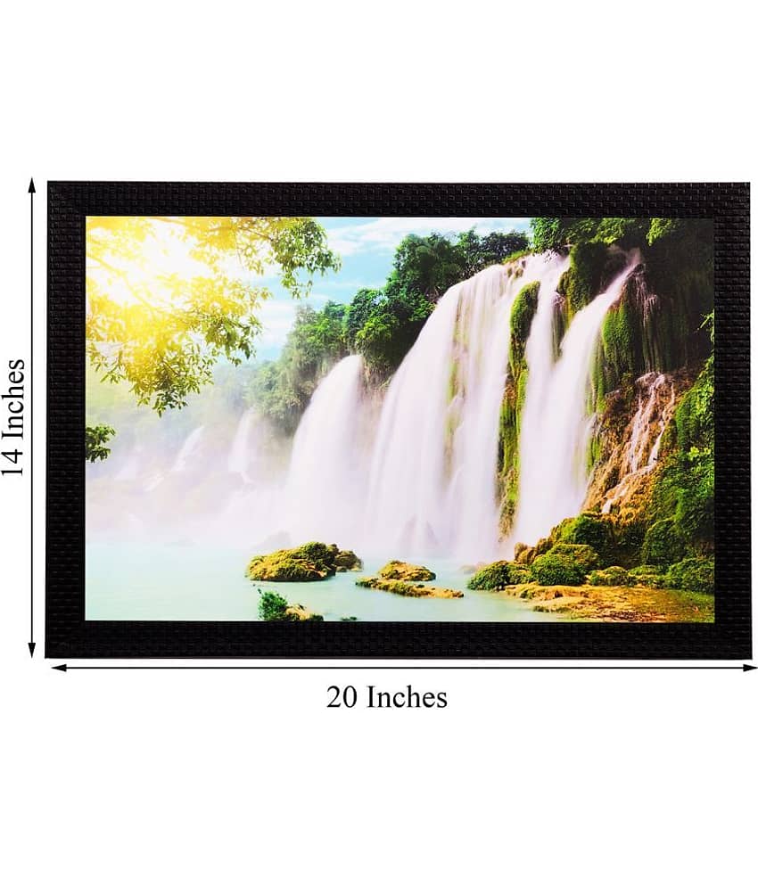 eCraftIndia Multicoloured Soothing Waterfall Matt Wall Art view 2