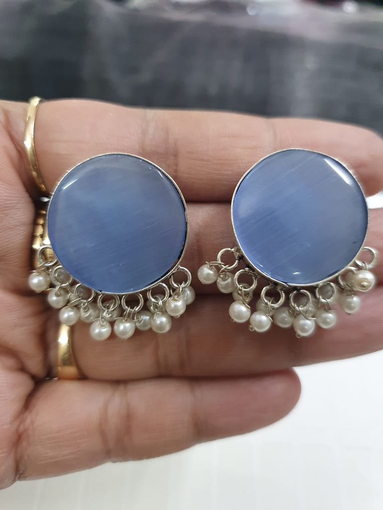 German Silver Oxidized Studs Earrings view 2