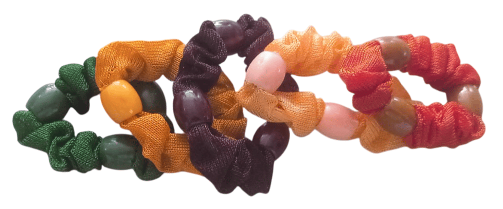 Colorful Beaded Hair Ties - Set of 5 view 2