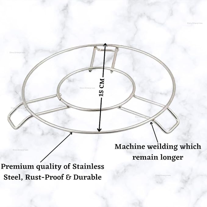 Stainless Steel Round Table Ring, Hot Pot Stand, Hot Pan or Vessel Holder For Dining or Matka Table, Cooker Steamer Stand, Kitchen Rack, (Medium, 4) view 2
