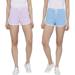 SHE PURE LUXURY WEAR Pack of 2 Solid Women Purple, Blue Hotpants view 2
