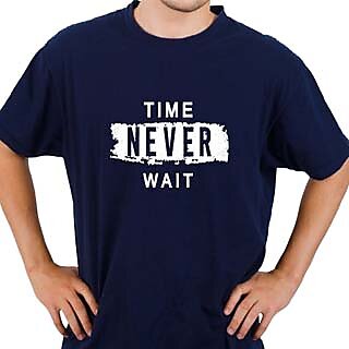 Nture Nest Mens Blue Graphic Print Round Neck Bamboo Fabric T-Shirt view 2