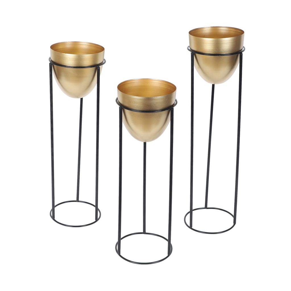 Detachable Gold Capsule Floor Planter Set of 3 view 2