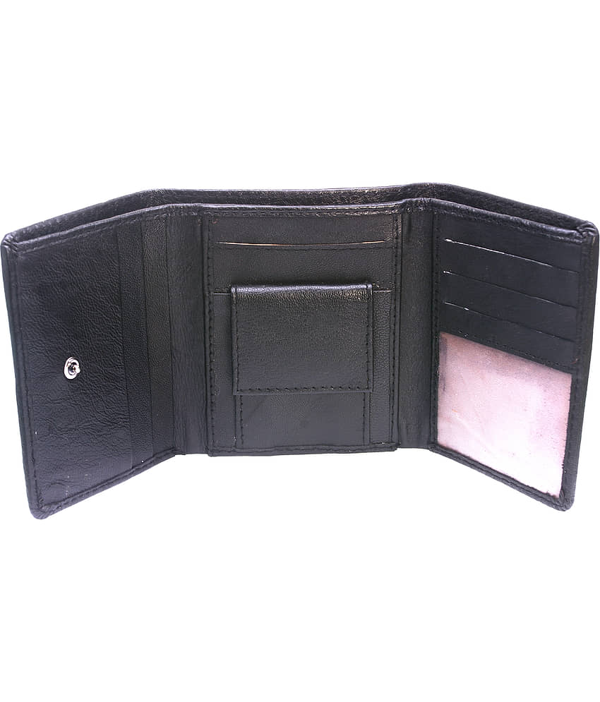 JMALL - Black Faux Leather Men's Three Fold Wallet ( Pack of 1 ) view 2