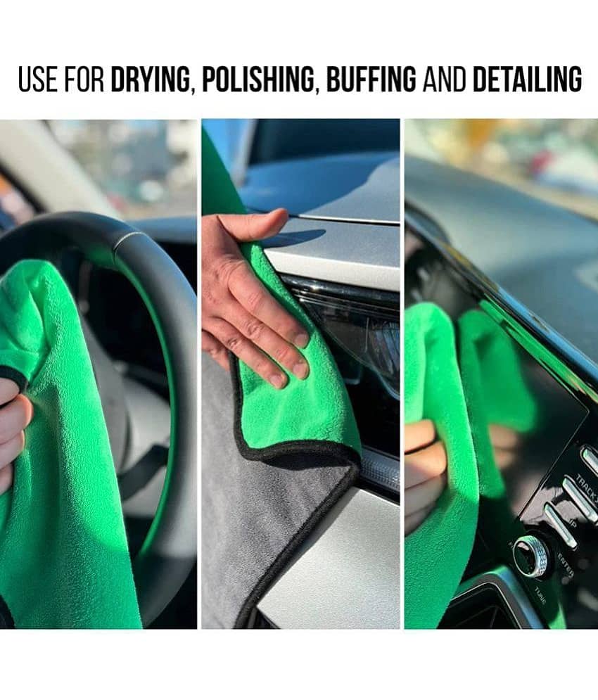 INGENS - Green 500 GSM Microfiber Cloth For Automobile ( Pack of 2 ) view 2
