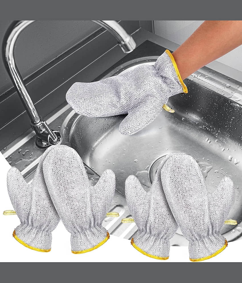 Steel Wire Dishwashing Cleaning Gloves – Reusable Kitchen Scrubber Gloves for Utensil Cleaning (PACK OF 2)