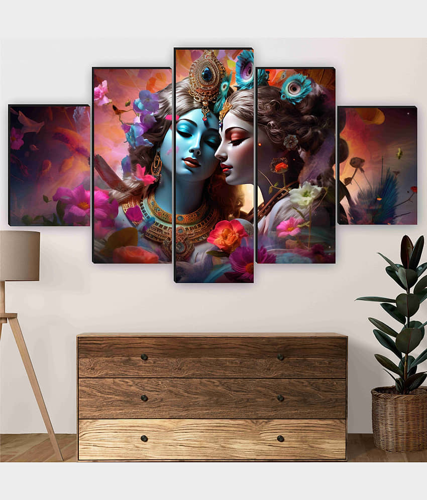 SNDArt Set Of 5 Radha Krishna Wall Paintings For Home Decor Gift Items 18 x30 inch view 2