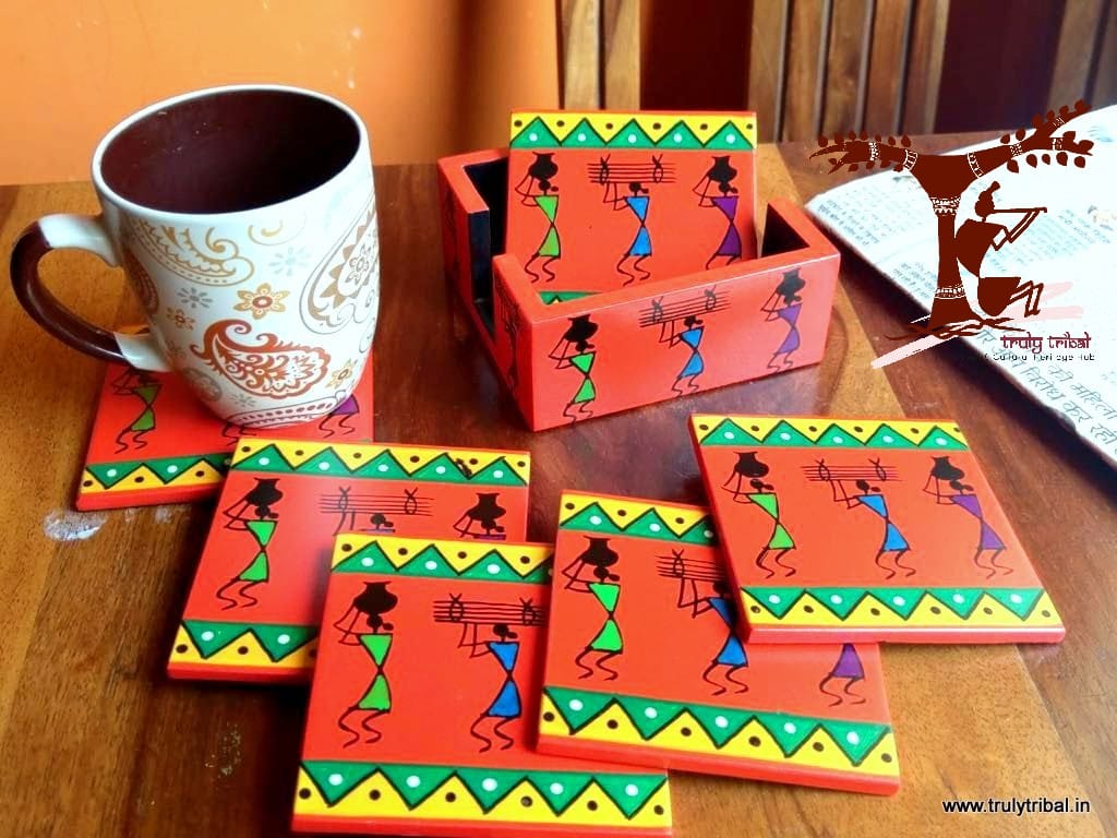 WOODEN COASTER WARLI DESIGN