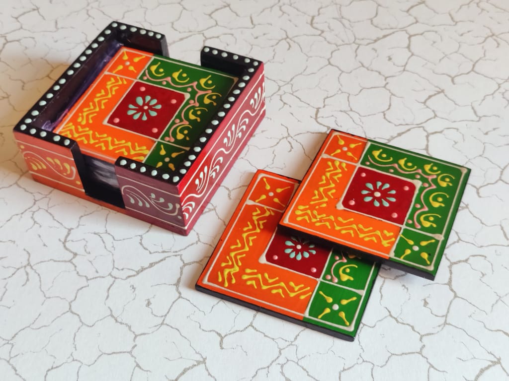 WOODEN COASTER WARLI DESIGN view 2