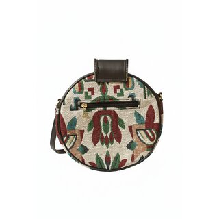 Folk Bloom Round Tapestry Sling Bag view 2