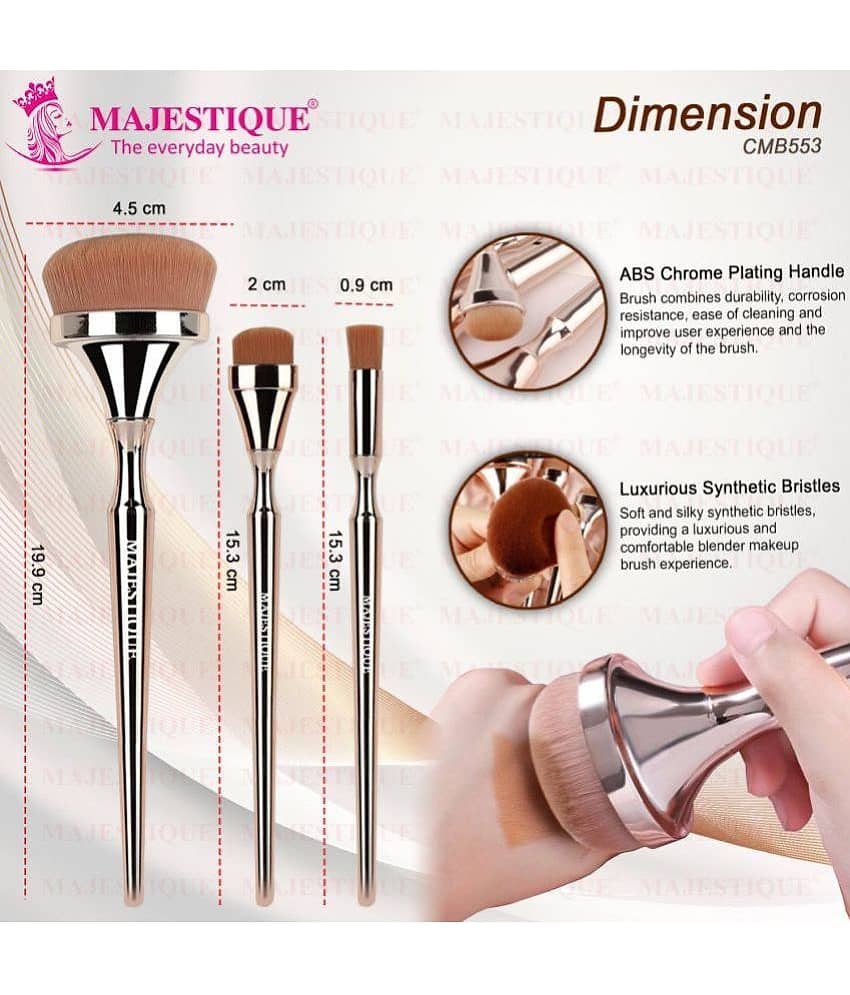 Majestique Blush Brush, Eyebrow and Multi-use Flat Brush Professional Makeup Brush Set - 3Pcs view 2