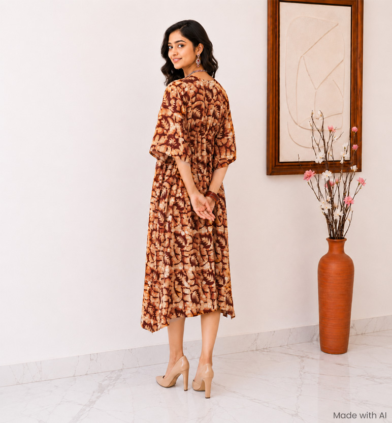 Handcrafted Batik Print Rayon Cotton Kaftan view 2