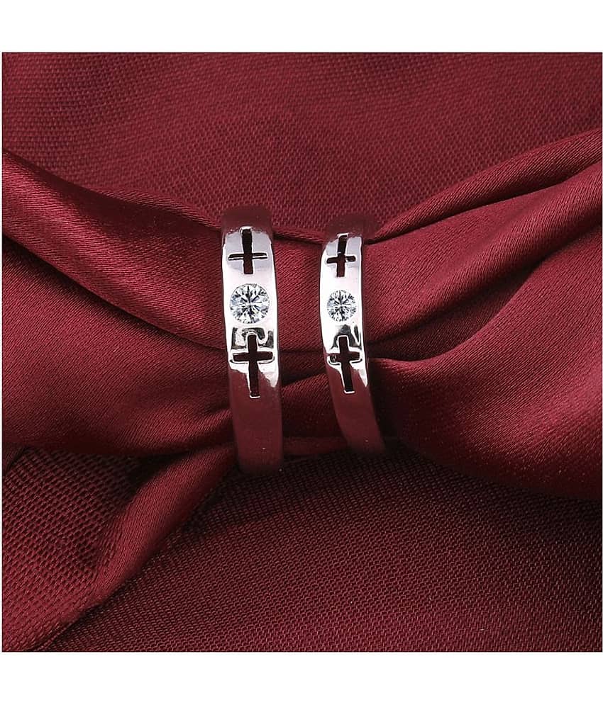 Silverplated Solitaire His and Her Adjustable proposal Same couple ring For Men And Women Jewellery view 2