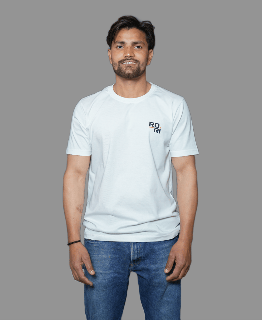 Premium Cotton Men's Classic Series Round Neck Half Sleeve T-Shirt by Rori | Solid Color | Made in India view 2