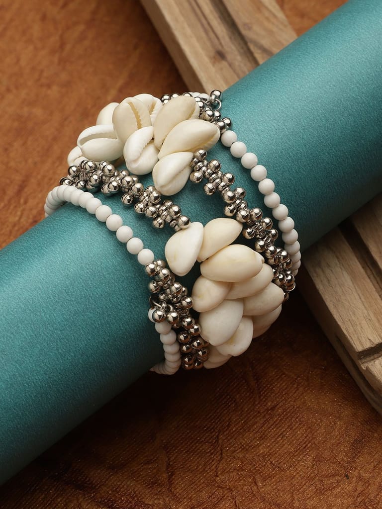 Cardinal Oxidized Spiral Adjustable Shell Bracelet view 2