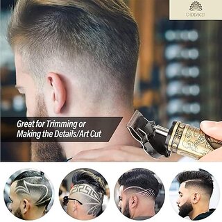 Golden Rechargeable Electric Hair Trimmer with Cleaning Brush view 2