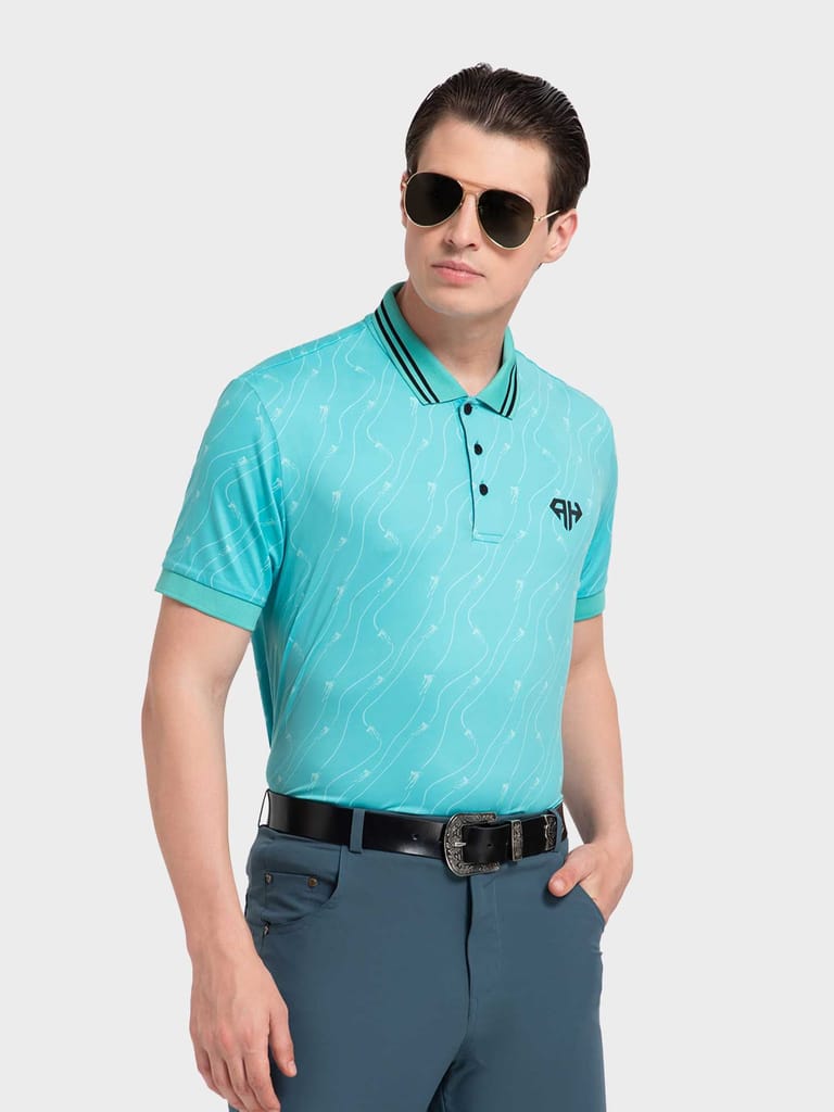 Turquoise Skiing Bolt AH Polo view 2