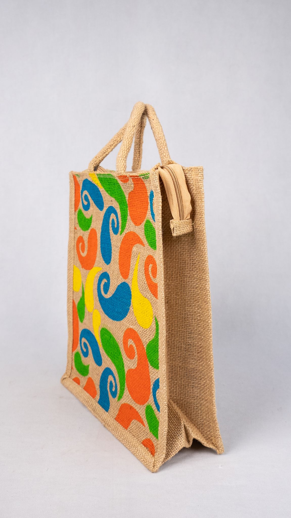Paisley Pattern Jute Tote Bag - Eco-Friendly & Stylish view 2