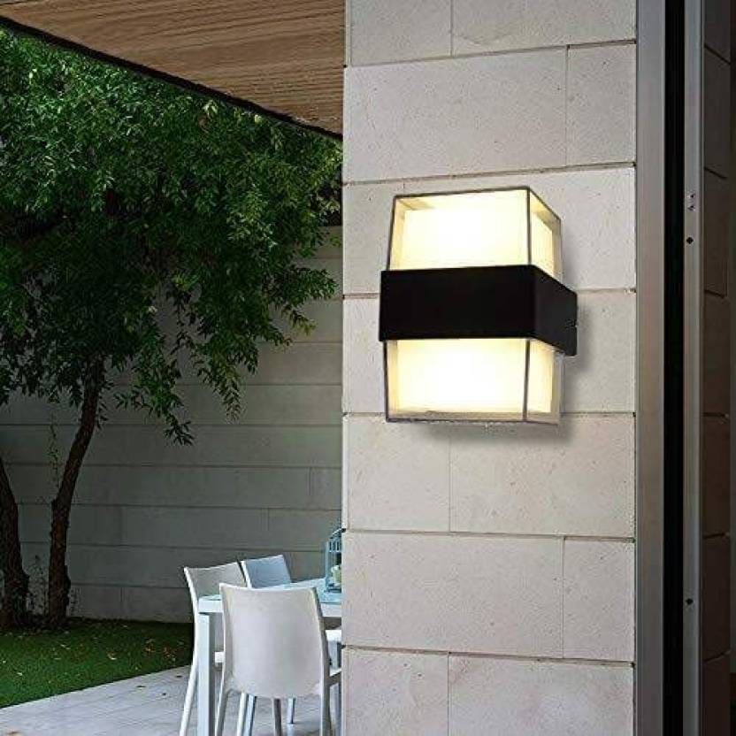 SPARKWORLD 10W LED Up Down Outdoor Waterproof Wall Light | IP65 Fancy Acrylic Square Wall Lamp for Elevation, Garden & Gate Warm White (Black Body) | Colour: Cube view 2