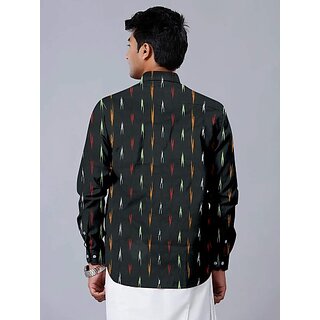 OMSAIFAB Men Self Design Casual Green Shirt view 2