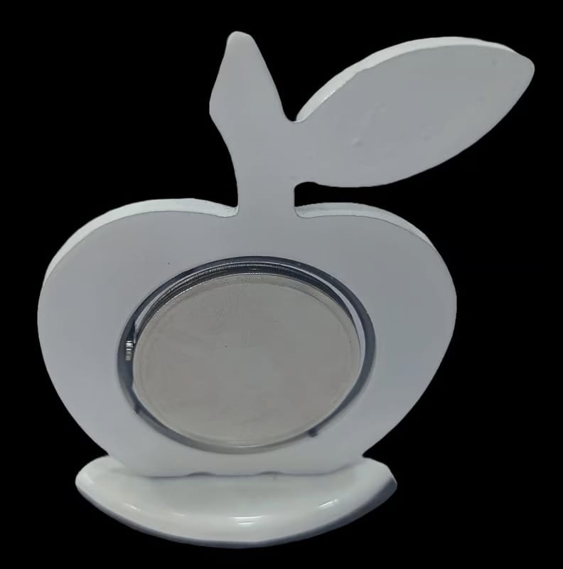 White Apple Shaped Table Clock with Stand view 2