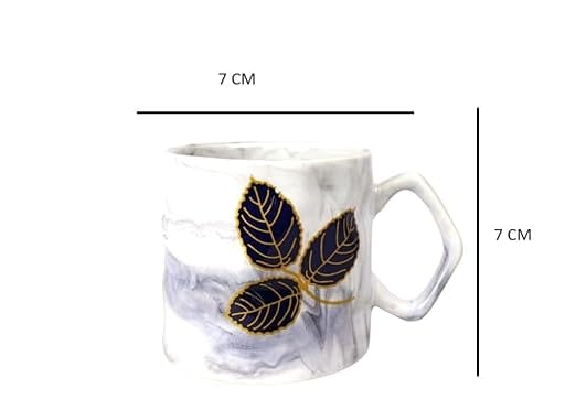 STOREPEDIA Ceramic Marble Pattern Coffee Mugs Tea Milk Cups Set of 6 Microwave Dishwasher Safe Crooked Shape for Home Office Gift Multipurpose Medium Size 150ml view 2