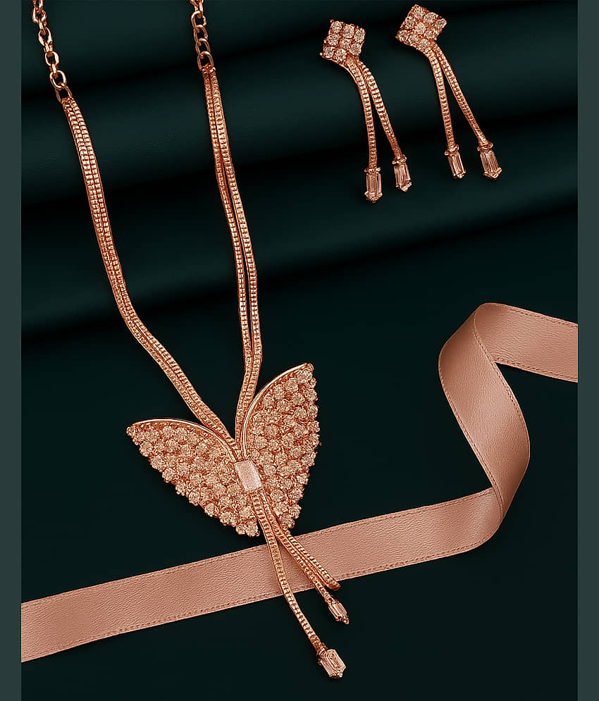 SHANKHRAJ MA LL Rose Gold Metal Necklace ( Pack of 2 ) view 2