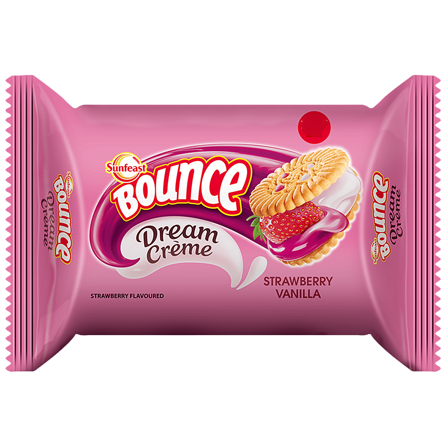 Sunfeast Bounce Dream Cream Biscuits - Strawberry Vanilla, 102 G Pouch view 2