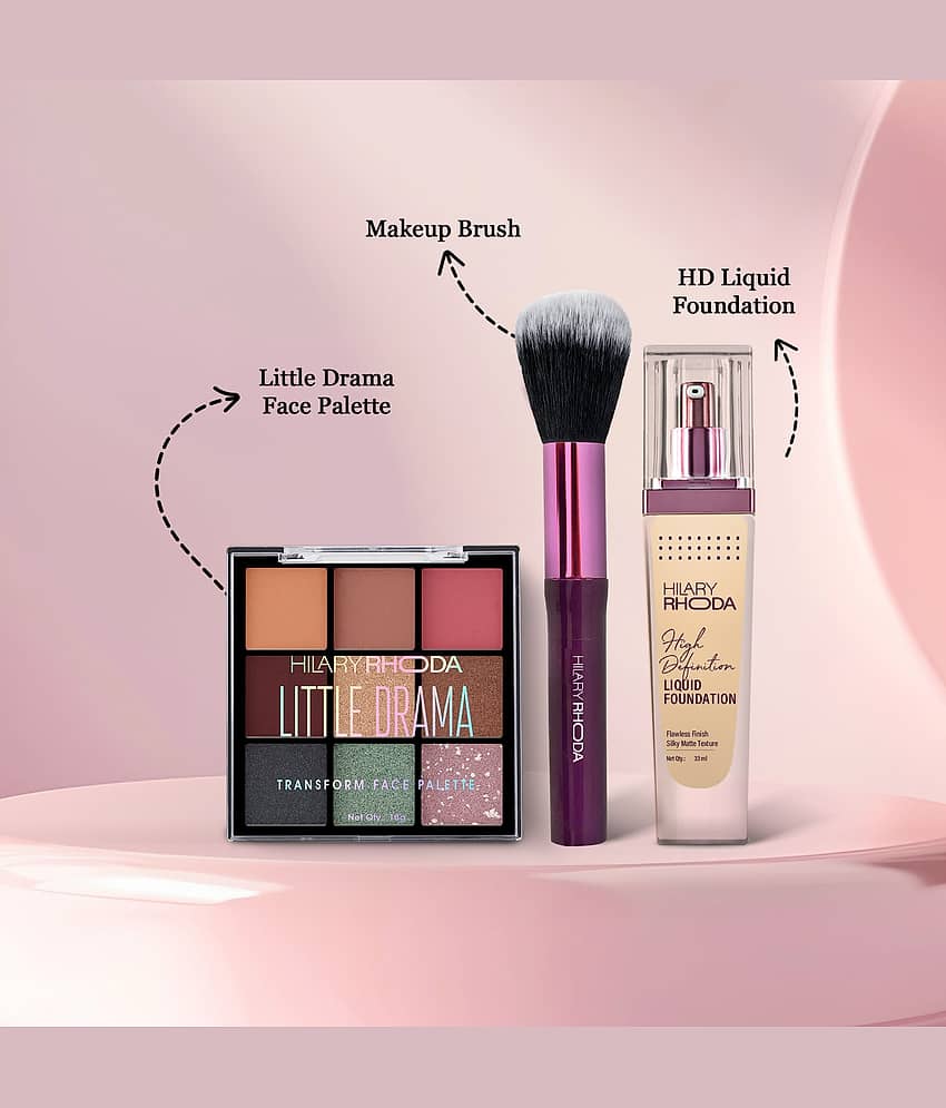 Hilary Rhoda Set of 3 Make up Gift Set - Foundation, Makeup Brush and Eye Palette view 2