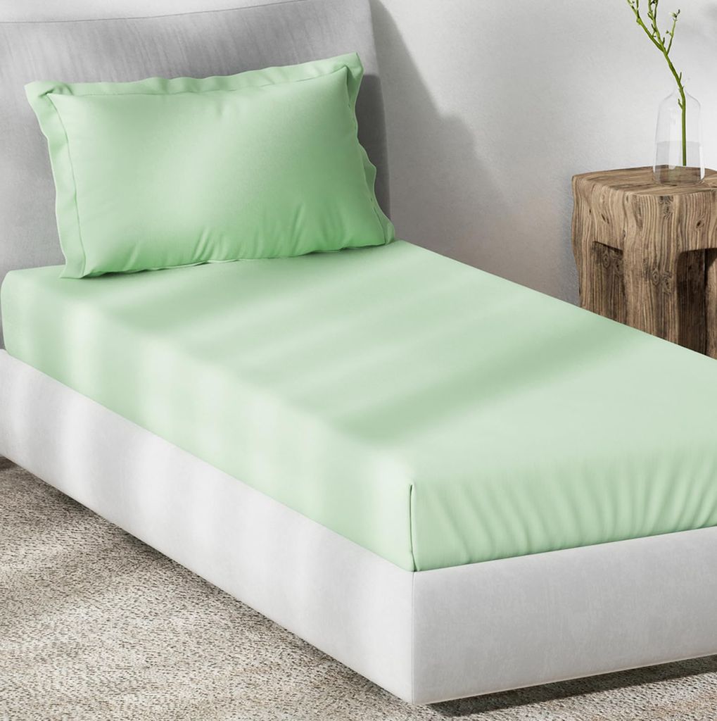DDECOR - Spectrum Collection 100% Cotton Plain & Texture Pattern 180TC Single Bedsheet|152 CM X 224 CM| - Green view 2