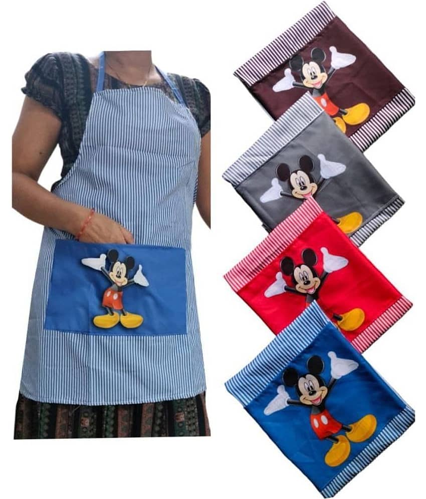 BHAVYTA COSMETIC - Cotton Printed Kitchen Apron with 1 Center Pocket ( Pack of 1 ) Assorted Color view 2