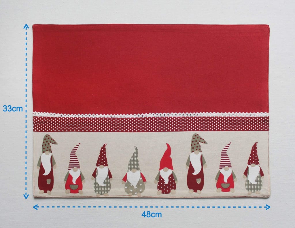 AIRWILL Cotton Rectangular Dining Table Placemats (Red) -Pack of 4 view 2