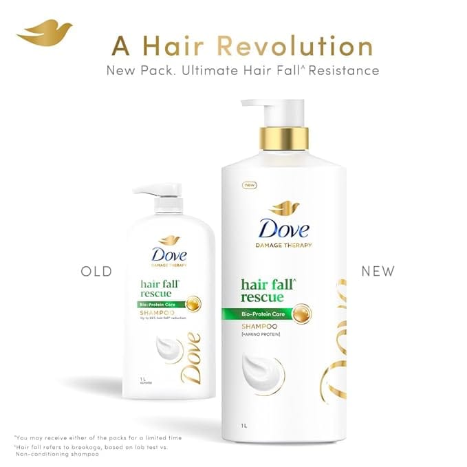 Dove Hair Fall Rescue Shampoo 1 L|| For Damaged Hair|| Hair Fall Control for Thicker Hair - Mild Daily Anti Hair Fall Shampoo for Men & Women (Pack of 2) view 2