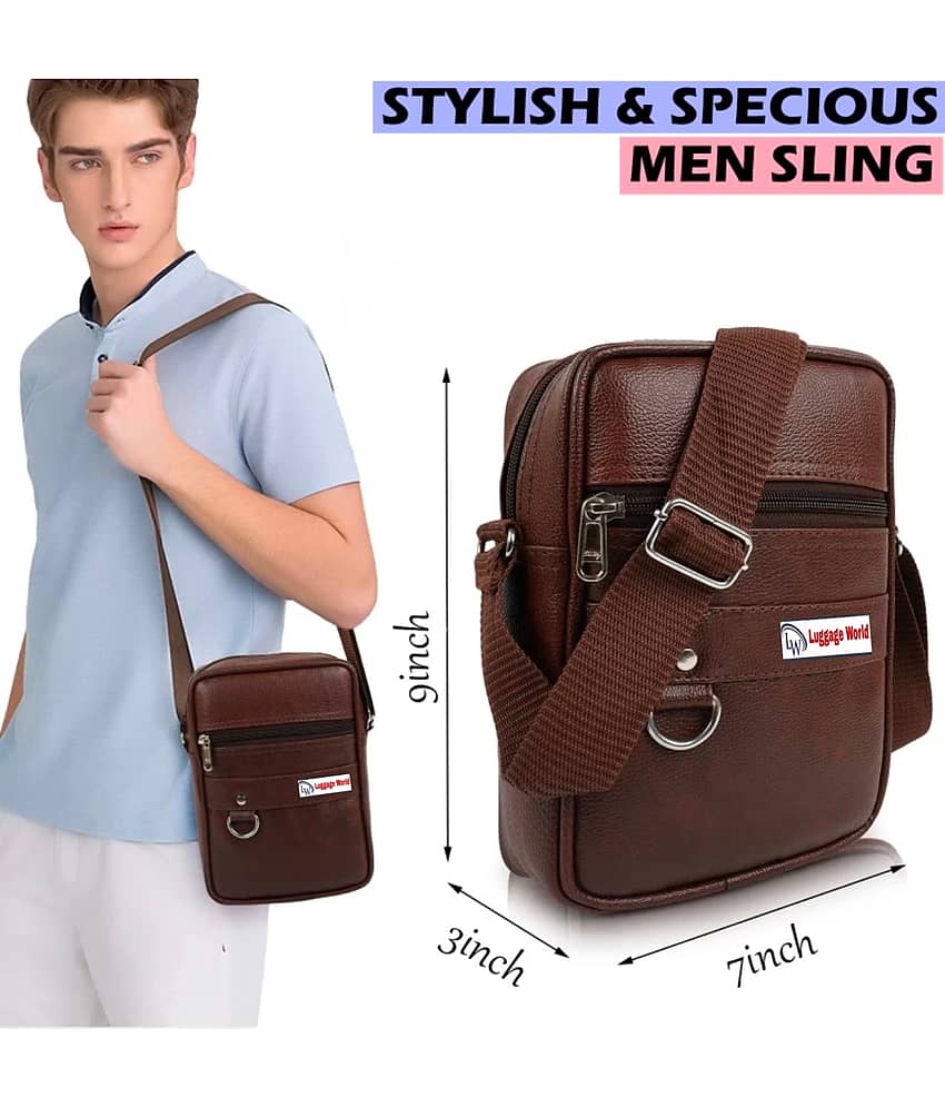 Luggage world 10 Ltrs Brown Sling Bag for Unisex view 2