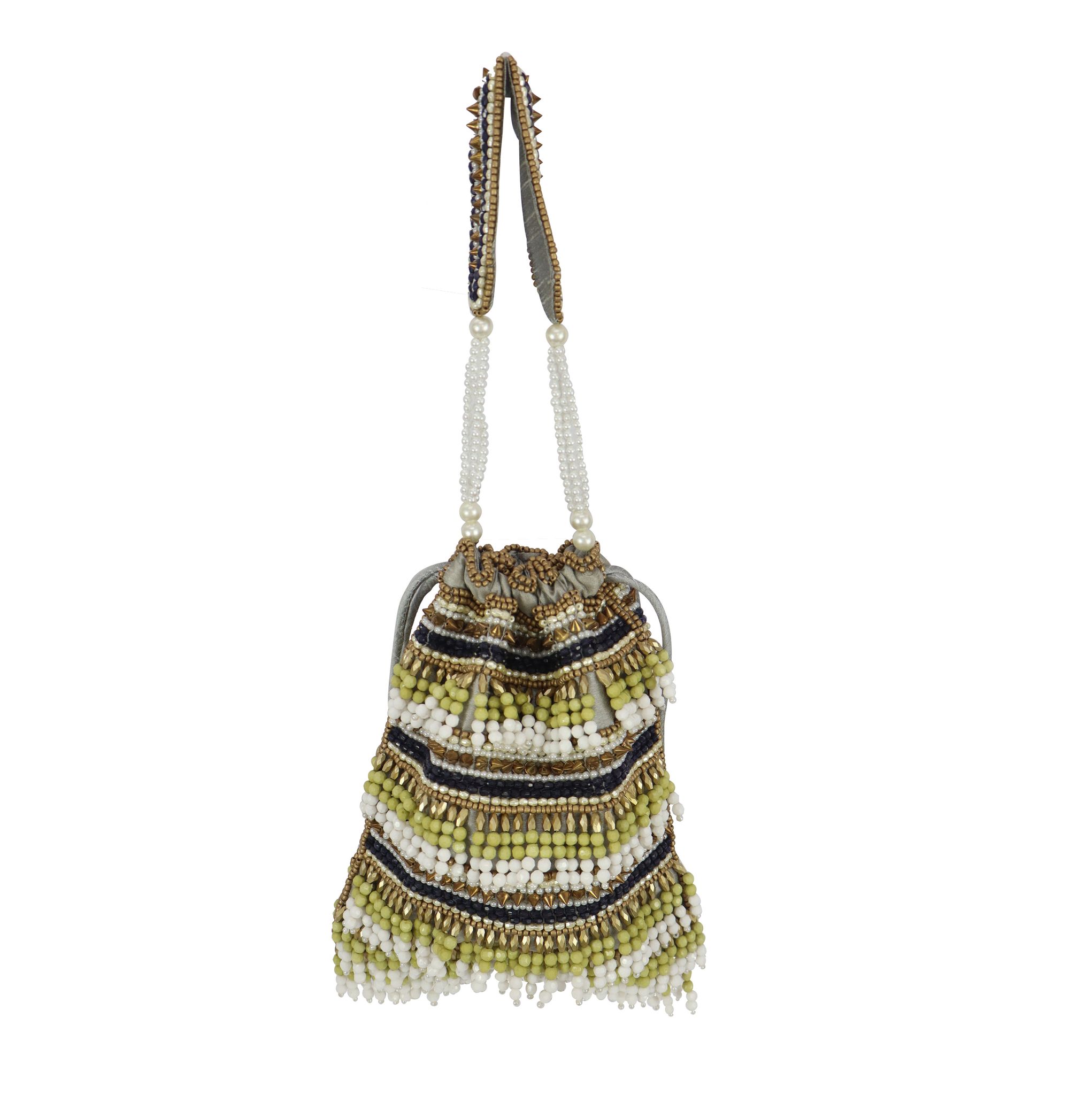 Heavy handwork Bead And Sequin Embellished Potli Bag- Multicolour bag view 2