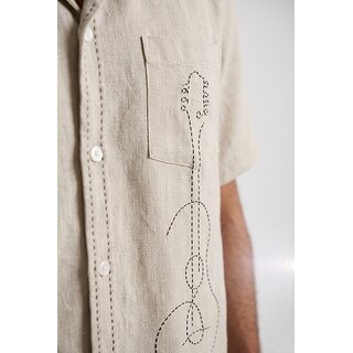 Ecostyle mens embroidered khadi cotton casual shirt view 2