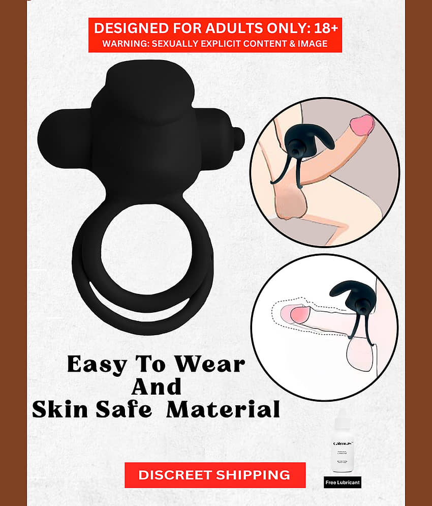 Naughty Nights Penis Ring + Female Stimulation Vibrator Cock Ring Black Color Safe Silicone Material Multipurpose Vibrating Cock Ring For Couple with Free Lube view 2