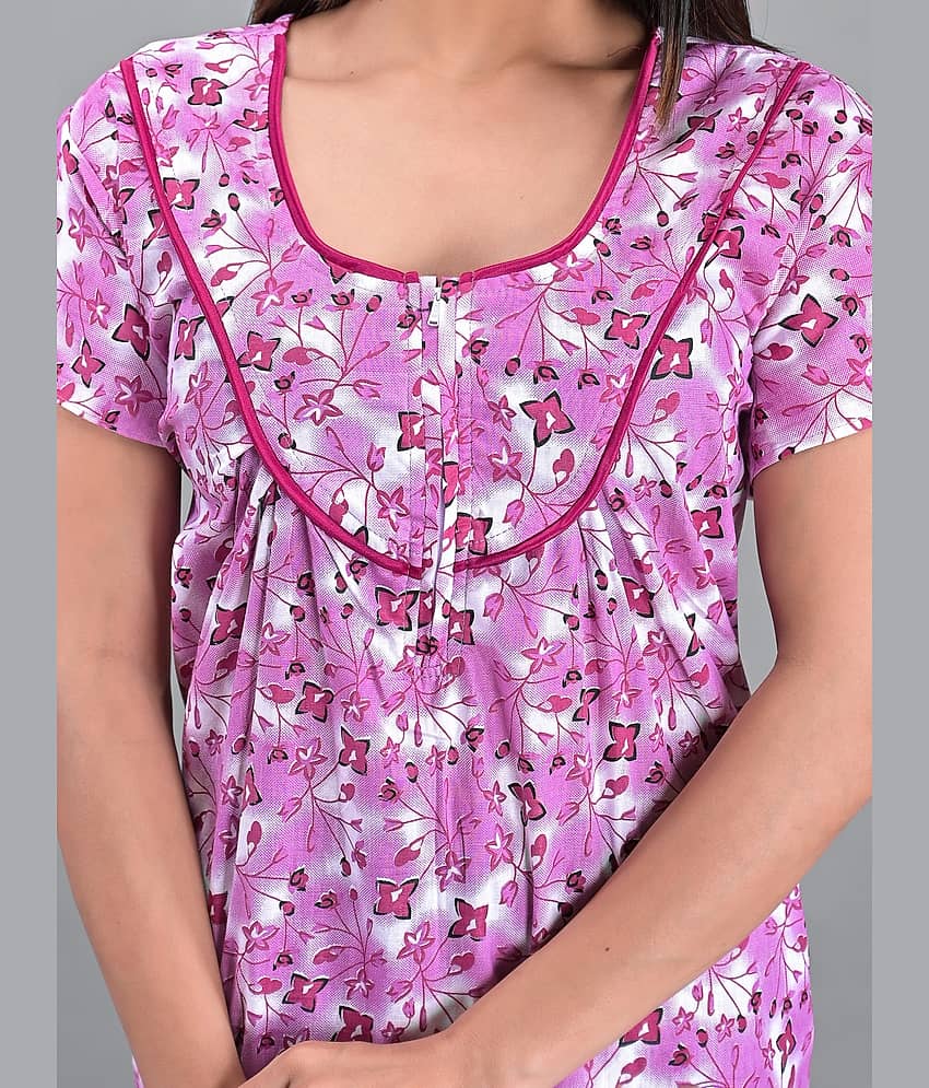 rajeraj Pink Cotton Women's Nightwear Nighty & Night Gowns ( Pack of 1 ) view 2